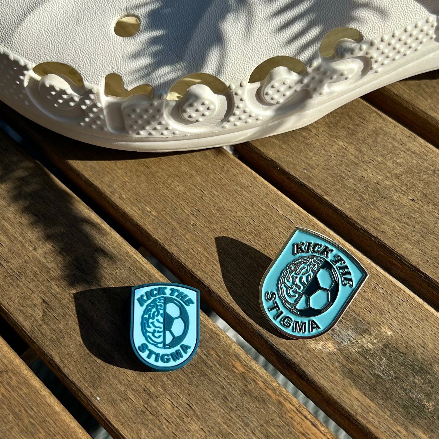 “Kick The Stigma” | Pin Badge + Croc Charm