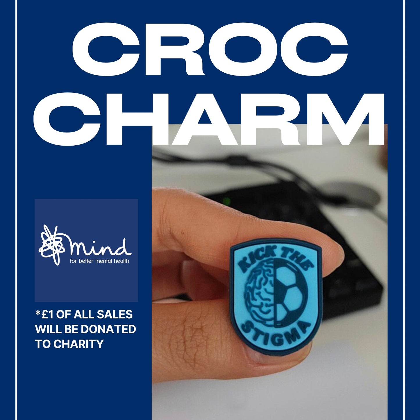 Kick the Stigma – Limited Edition Croc Charm & Enamel Pin Badge