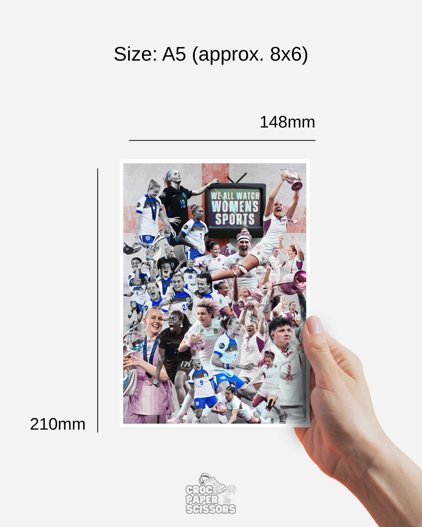 “We All Watch Women’s Sports” / Lionesses x Red Roses A5 POSTER (No Frame)