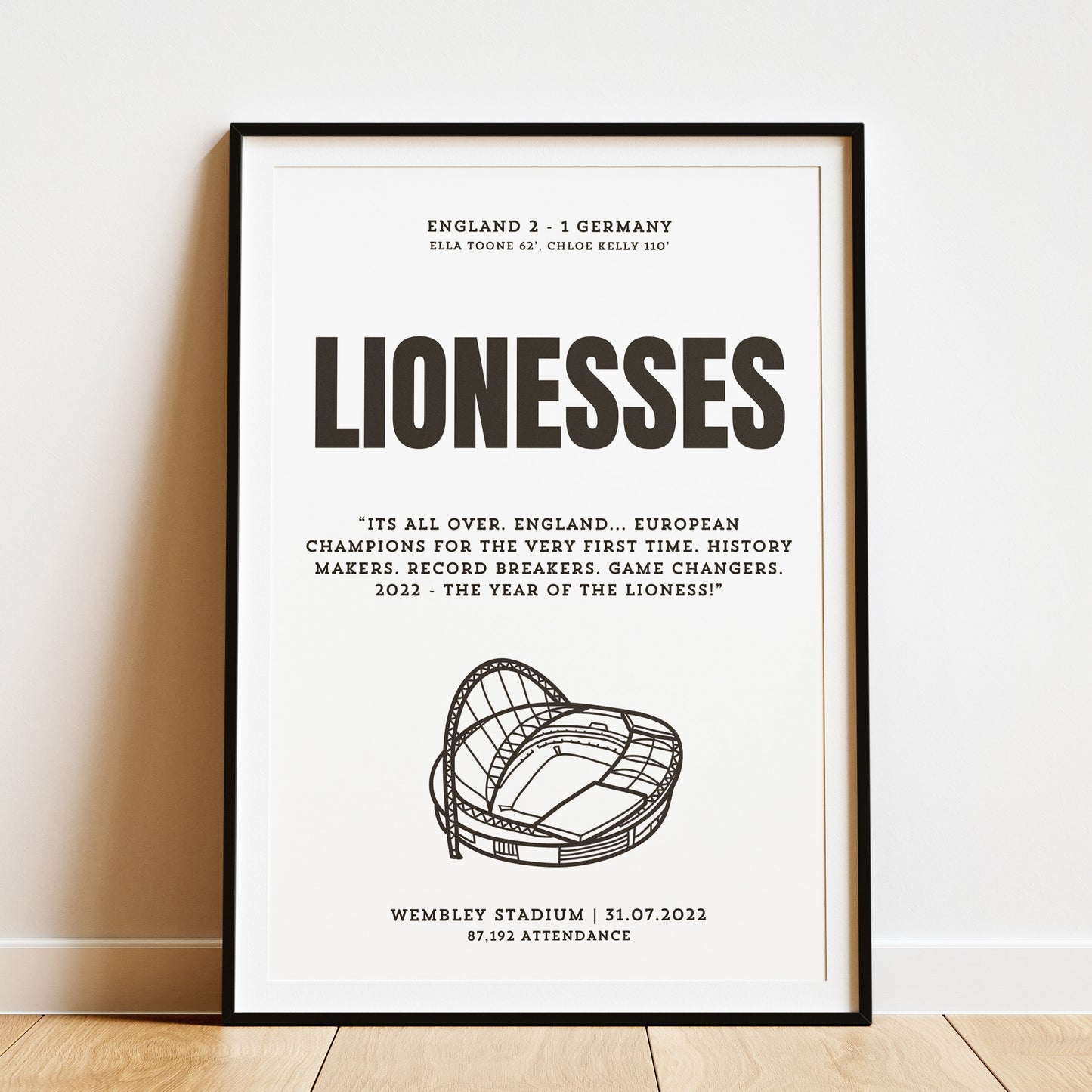 Lionesses “European Champions” Print | UNFRAMED