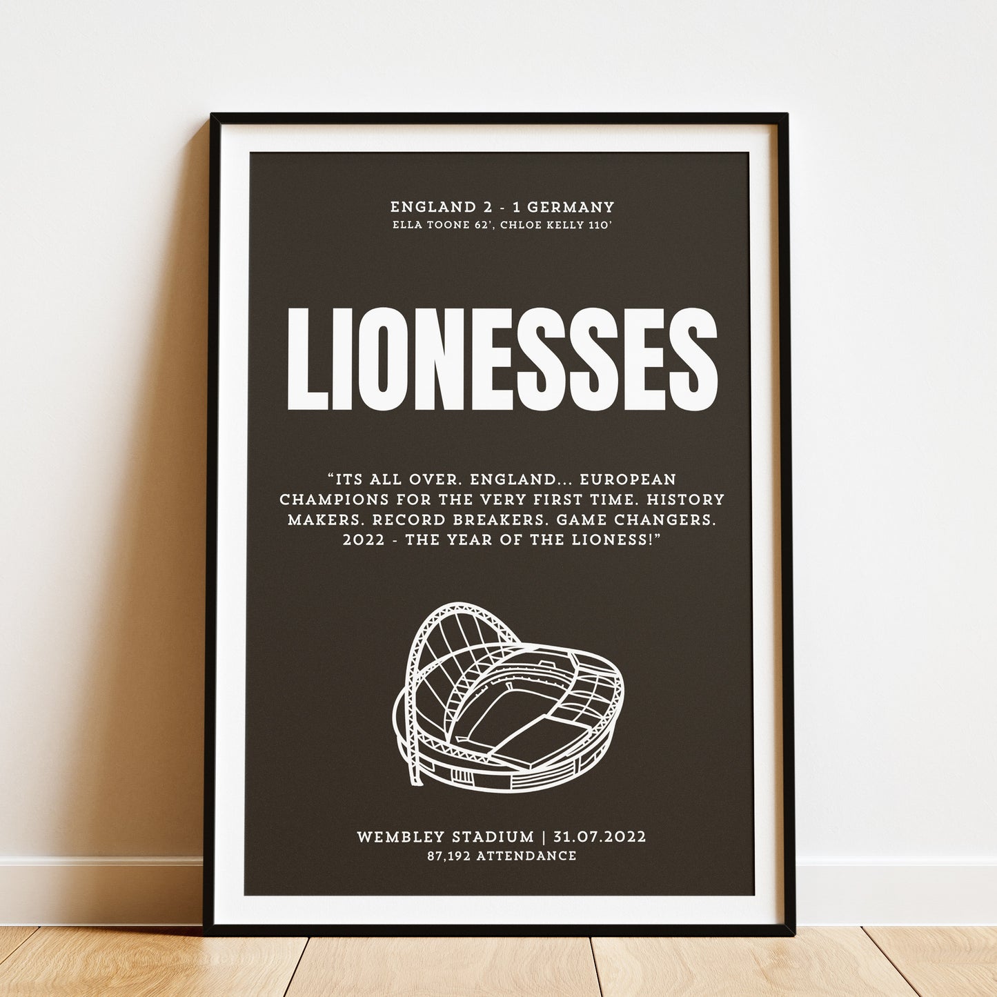 Lionesses “European Champions” Print | UNFRAMED