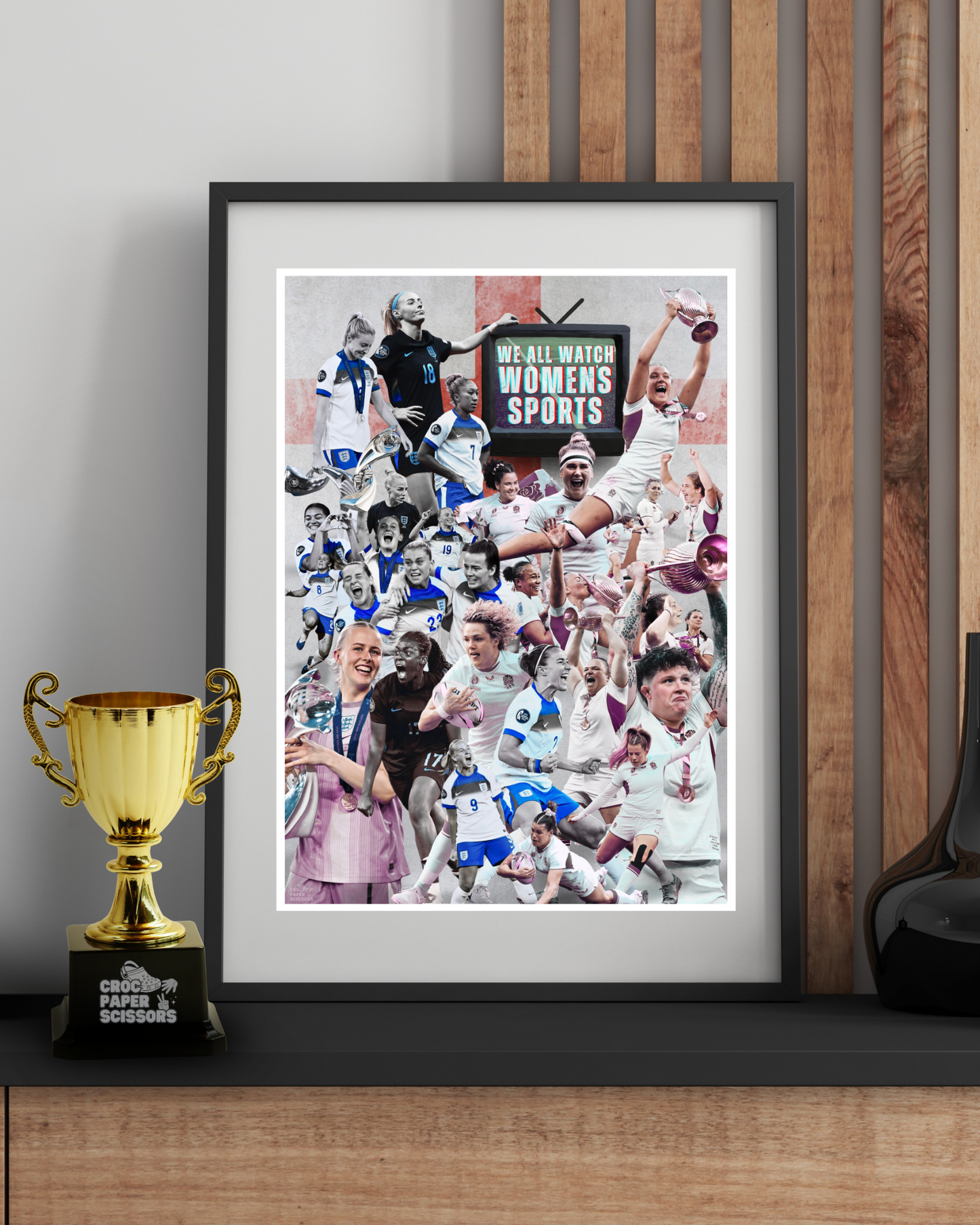 “We All Watch Women’s Sports” / Lionesses x Red Roses A5 POSTER (No Frame)