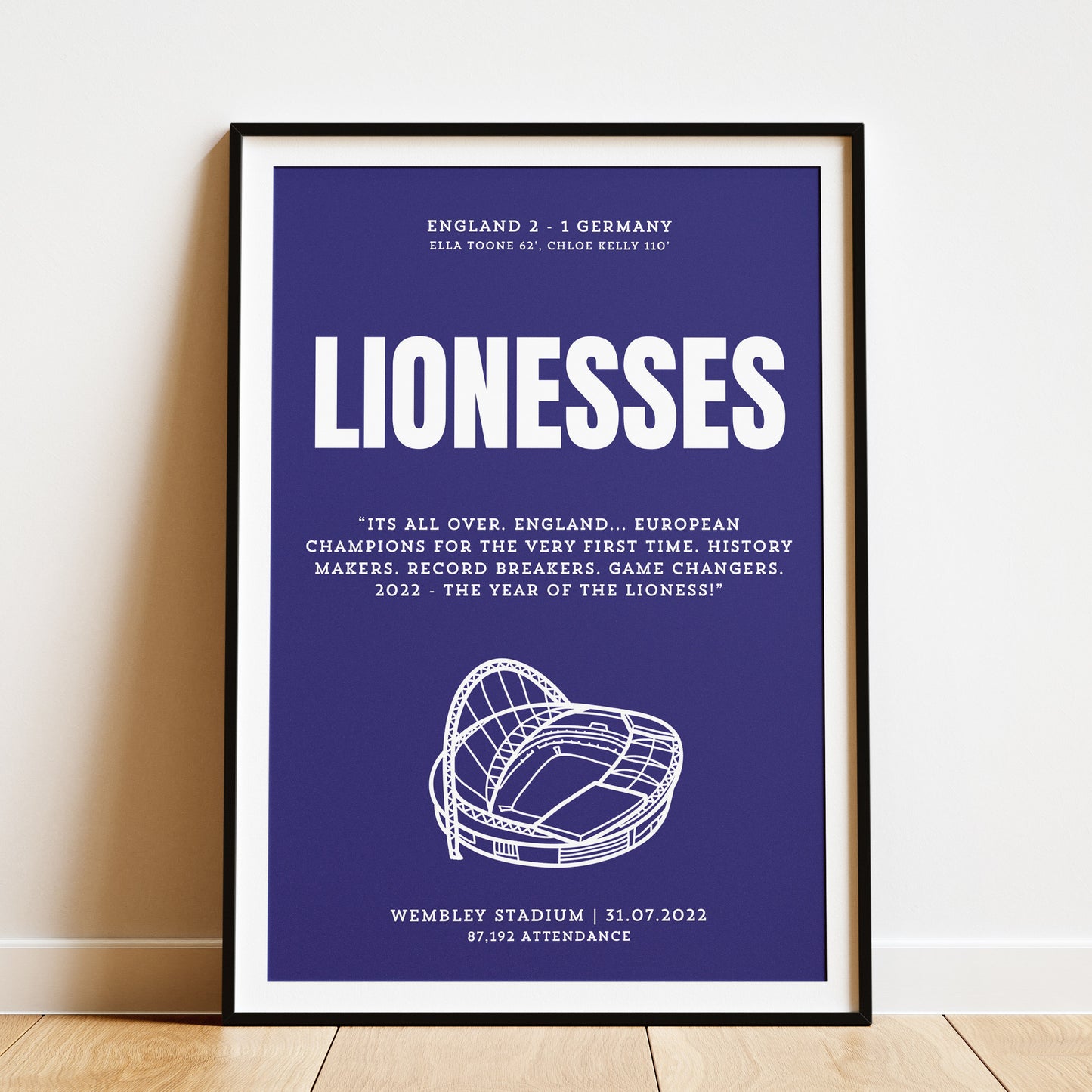 Lionesses “European Champions” Print | UNFRAMED