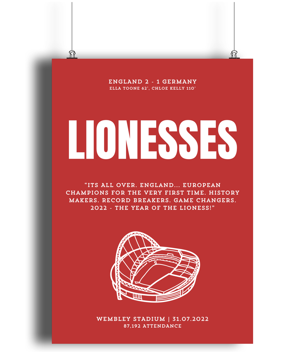 Lionesses “European Champions” Print | UNFRAMED